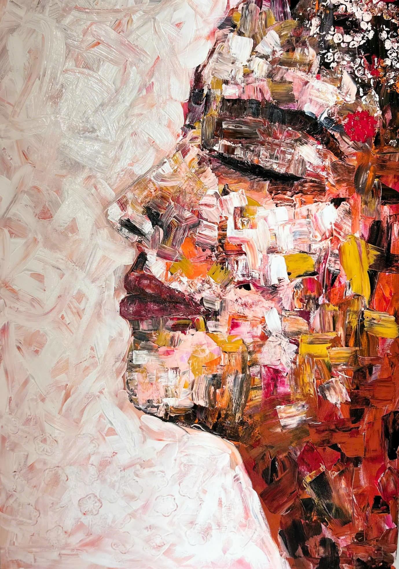 Cubist portrait with thick impasto technique